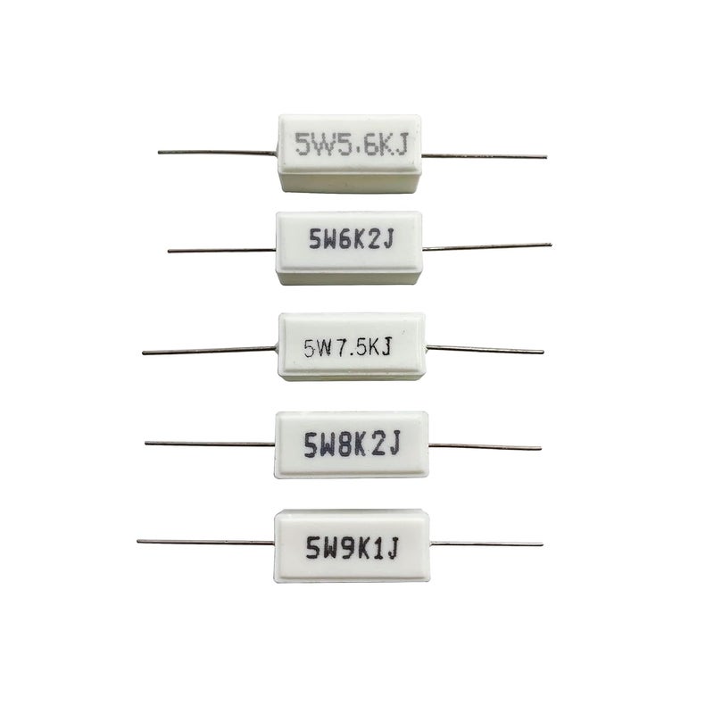 MOKMMKIT 30 Values 60 Pieces Ceramic Cement Resistor KIT 5W Resistance 5 Watt ±5% Power Resistors (100 ohm-100K ohm） - Image 4